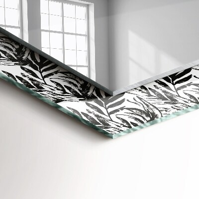 Wall mirror design Black and white leaves