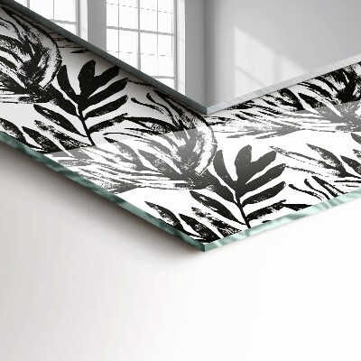 Wall mirror design Black and white leaves