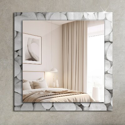 Printed mirror White smooth stones