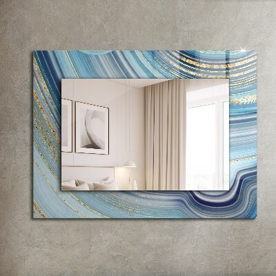 Printed mirror Abstract blue waves