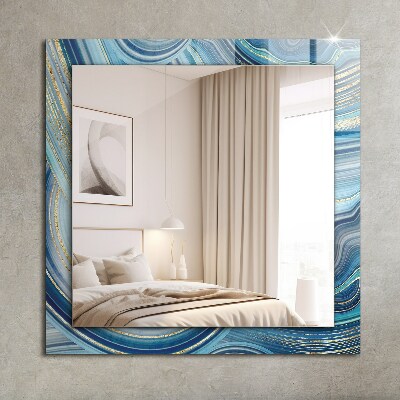 Printed mirror Abstract blue waves