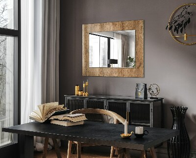 Wall mirror decor Wooden texture