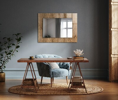 Wall mirror decor Wooden texture