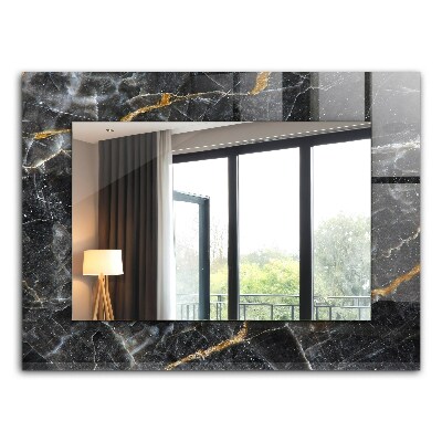 Decorative mirror Black marble veining