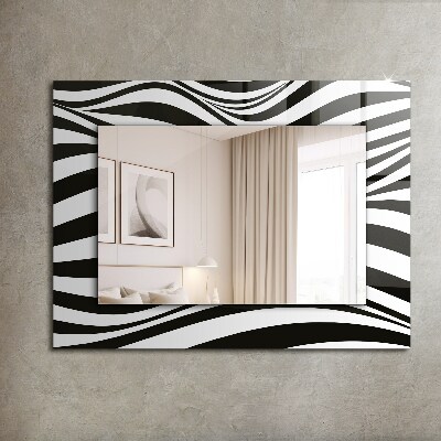 Wall mirror decor Black and white waves