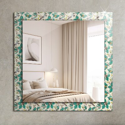 Mirror frame with print Birds and flowers