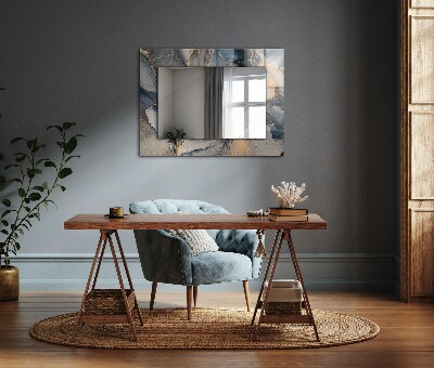 Mirror frame with print Abstract art blue