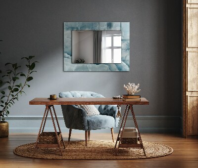 Mirror frame with print Blue marble texture