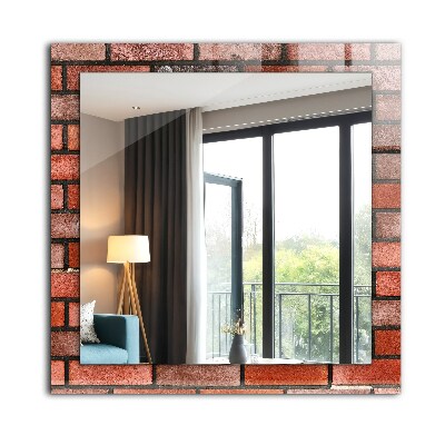 Printed mirror Brick wall red