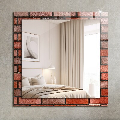 Printed mirror Brick wall red