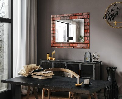 Printed mirror Brick wall red