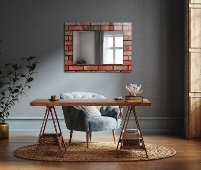 Printed mirror Brick wall red