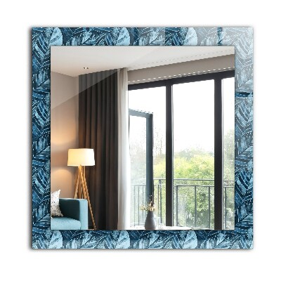 Decorative mirror Blue leaves pattern