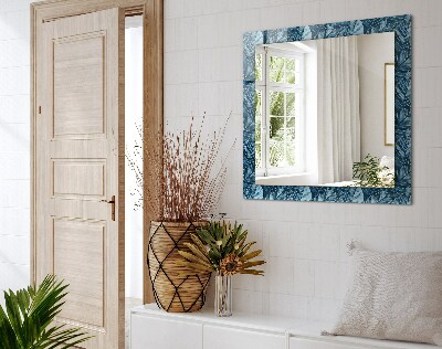 Decorative mirror Blue leaves pattern