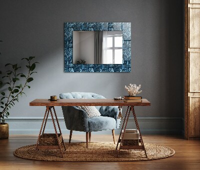 Decorative mirror Blue leaves pattern