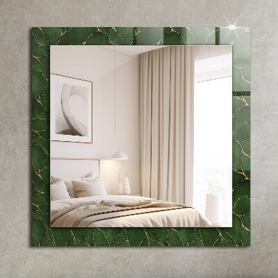 Mirror frame with print Green leaves pattern