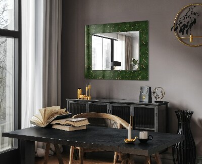 Mirror frame with print Green leaves pattern