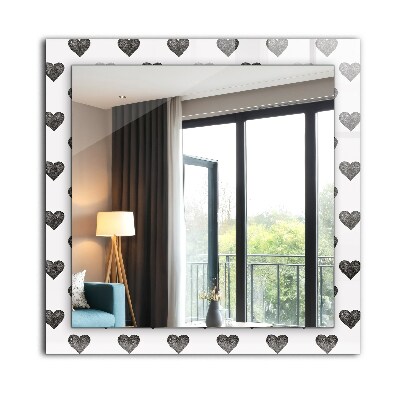 Wall mirror design Black hearts pattern