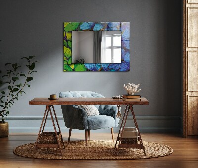 Decorative mirror Blue and green butterflies