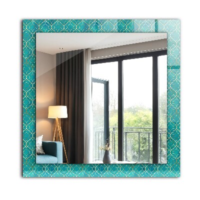 Decorative mirror Green geometric pattern