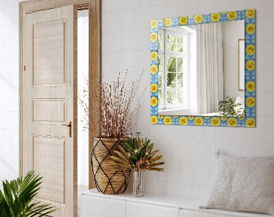 Wall mirror design Sunflowers leaves pattern