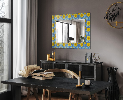 Wall mirror design Sunflowers leaves pattern