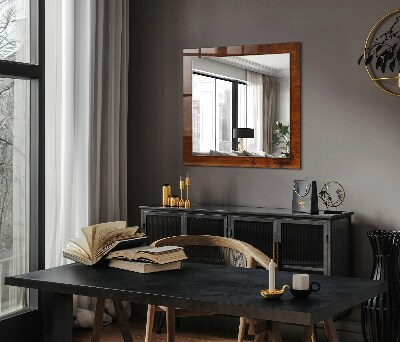 Mirror frame with print Old wooden table