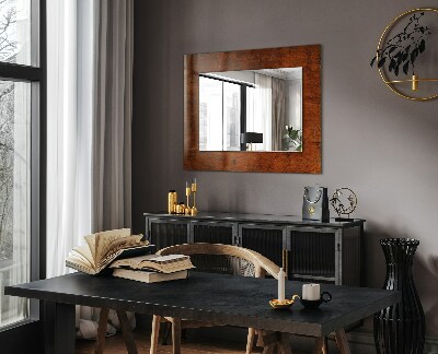 Mirror frame with print Old wooden table