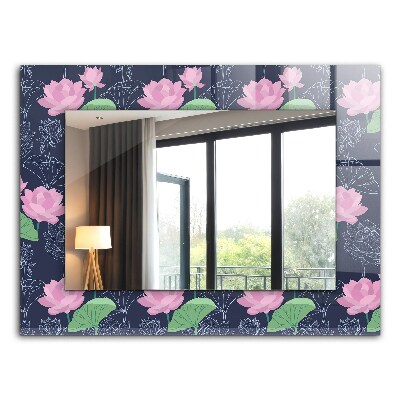 Decorative mirror Pink lotus flowers