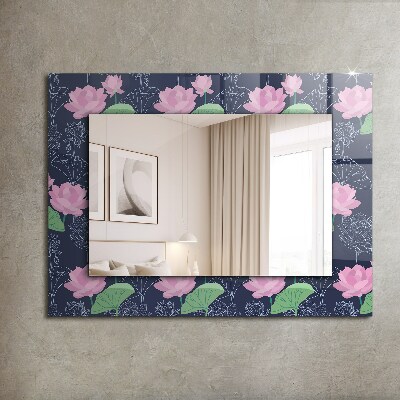 Decorative mirror Pink lotus flowers