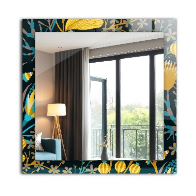 Mirror frame with print Flowers leaf patterns