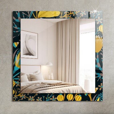 Mirror frame with print Flowers leaf patterns