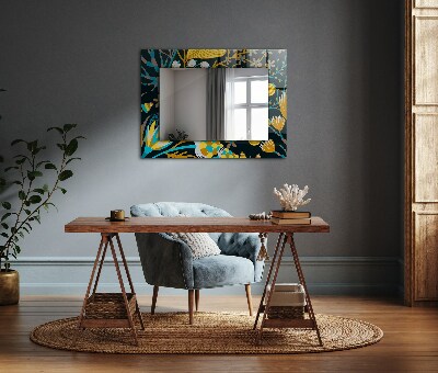 Mirror frame with print Flowers leaf patterns