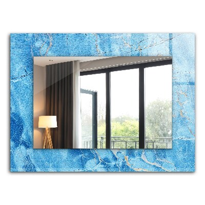 Wall mirror decor Blue marble pattern