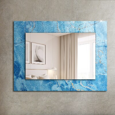 Wall mirror decor Blue marble pattern