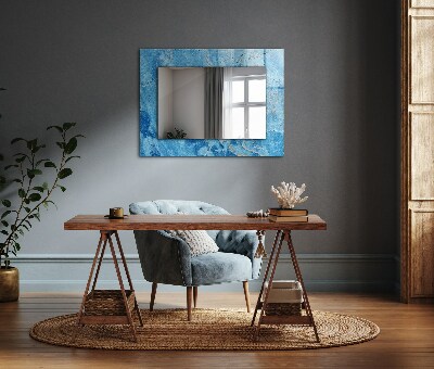 Wall mirror decor Blue marble pattern