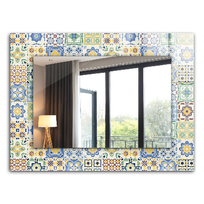 Mirror frame with print Colorful tile patterns