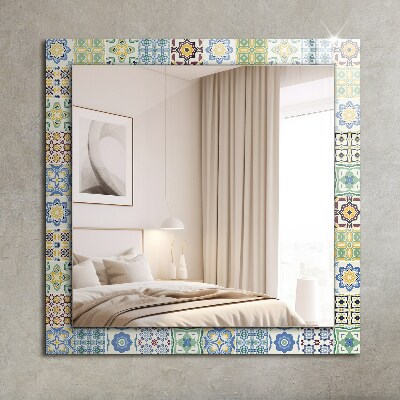 Mirror frame with print Colorful tile patterns