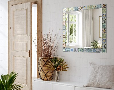 Mirror frame with print Colorful tile patterns