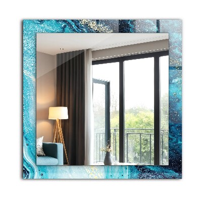 Wall mirror design Abstract blue art