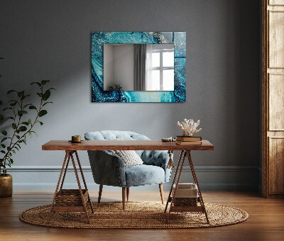 Wall mirror design Abstract blue art