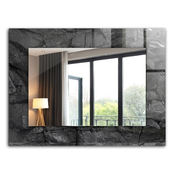 Decorative mirror Black rock cracks