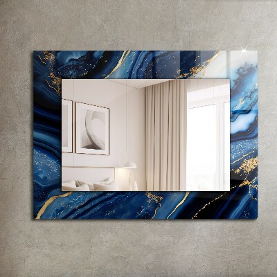 Mirror frame with print Abstract marble art