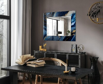 Mirror frame with print Abstract marble art