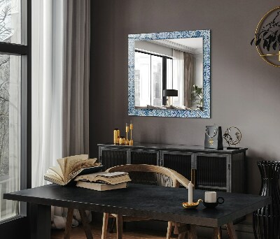 Wall mirror design Blue decorative tiles