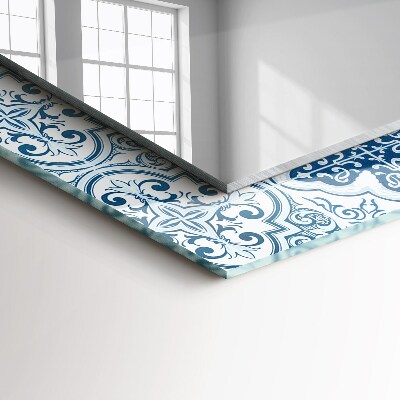 Wall mirror design Blue decorative tiles