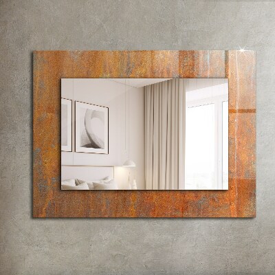 Mirror frame with print Rust metal surface