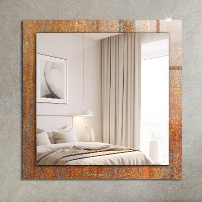 Mirror frame with print Rust metal surface