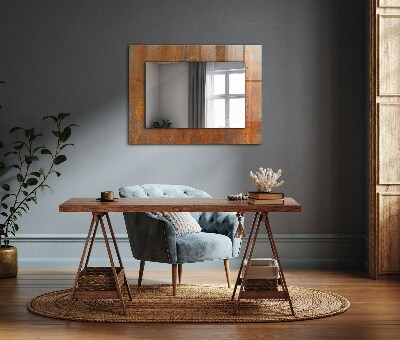 Mirror frame with print Rust metal surface