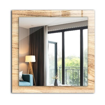 Mirror frame with print Wood grain texture